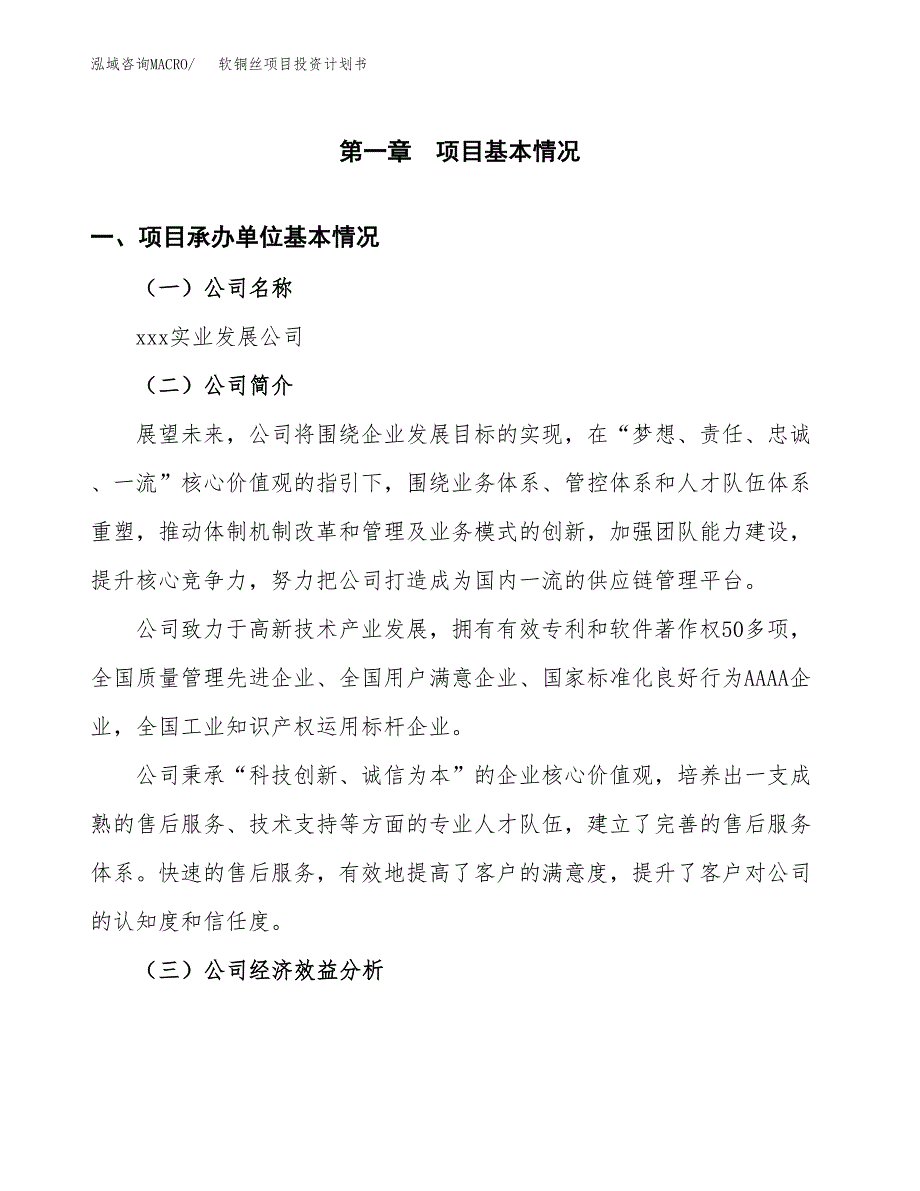 （项目申请模板）软铜丝项目投资计划书_第3页