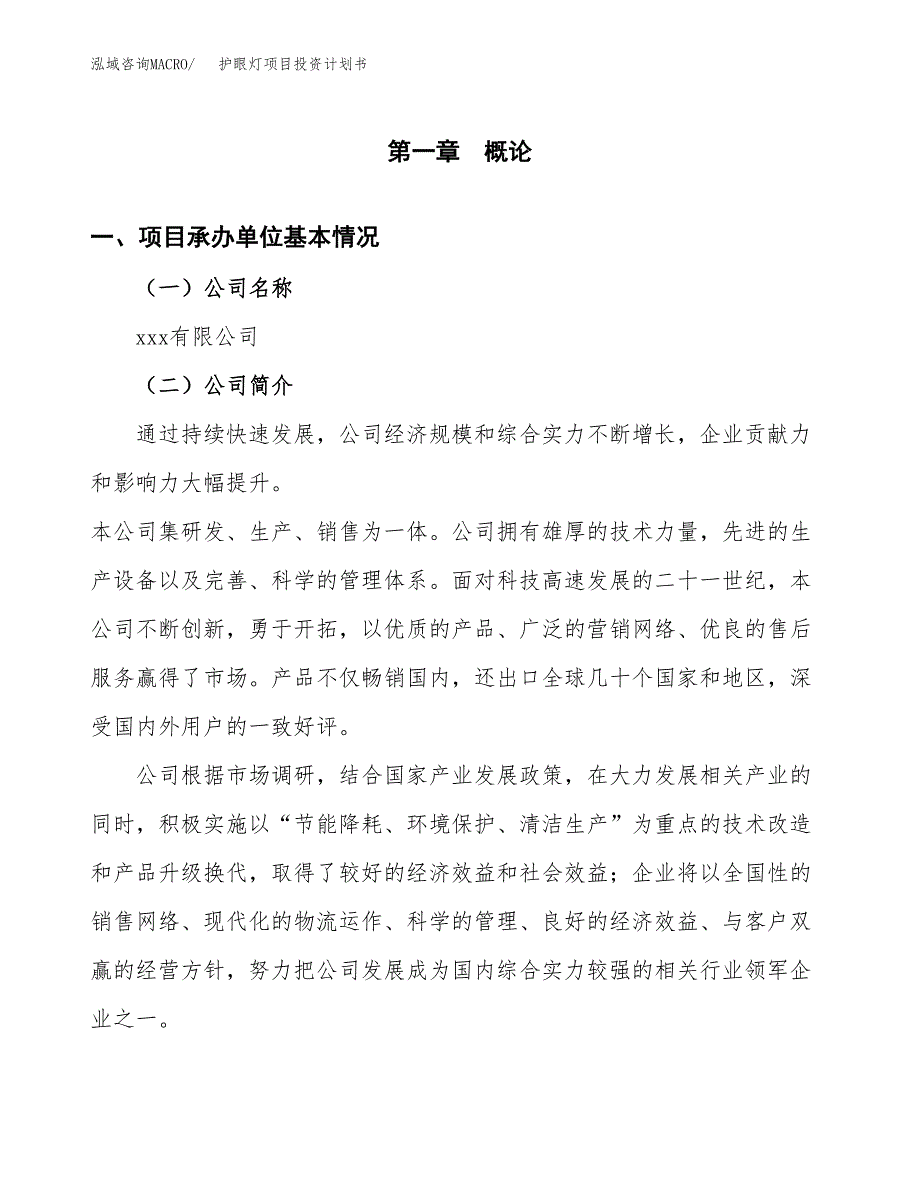 （申请模板）护眼灯项目投资计划书_第3页