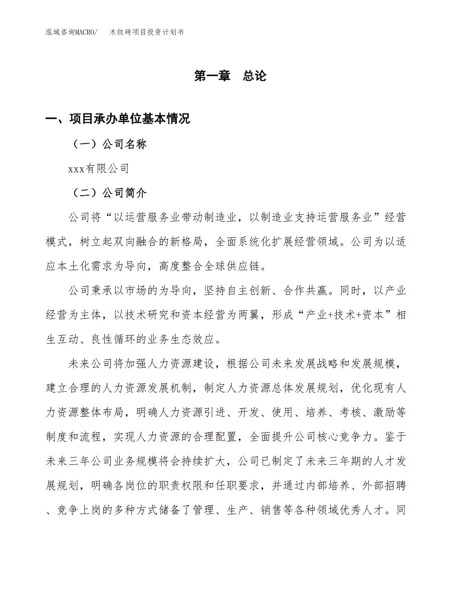 （项目申请模板）木纹砖项目投资计划书_第3页