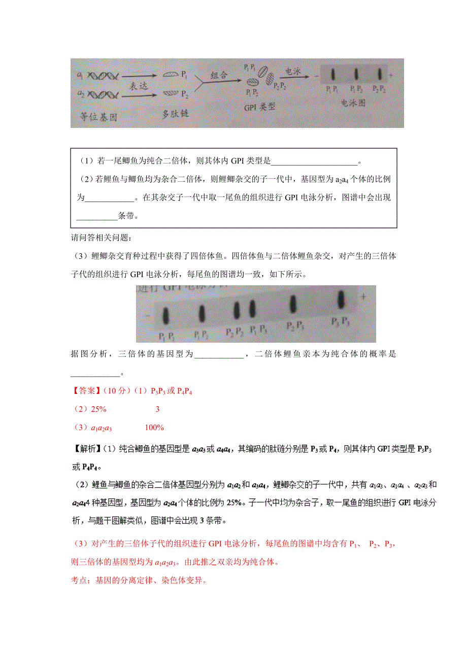 2016年全国各地高考生物试题分类汇编 必修二《遗传和变异》_第3页