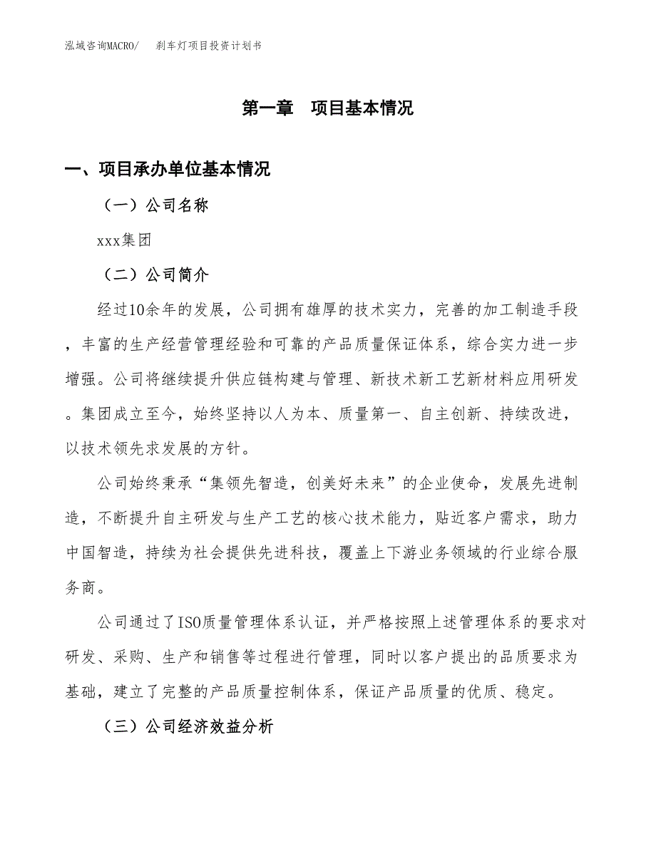 （项目申请模板）刹车灯项目投资计划书_第3页