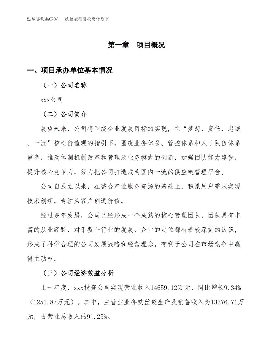 （项目申请模板）铁丝袋项目投资计划书_第3页