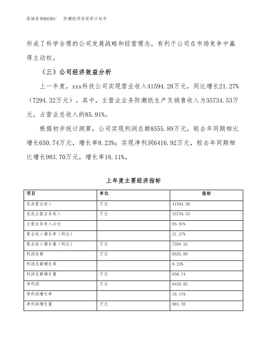 （申请模板）防潮纸项目投资计划书_第4页