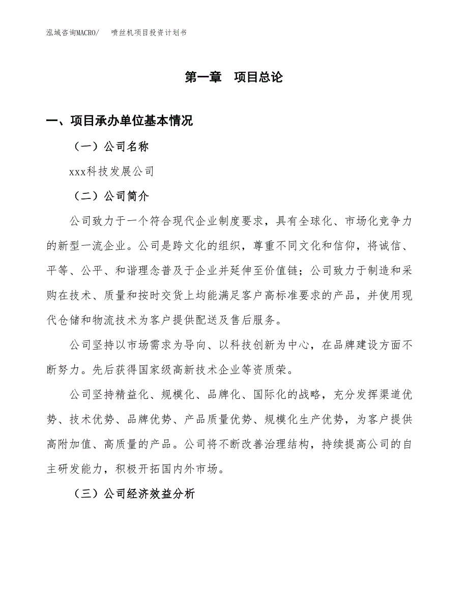 （项目申请模板）喷丝机项目投资计划书_第2页