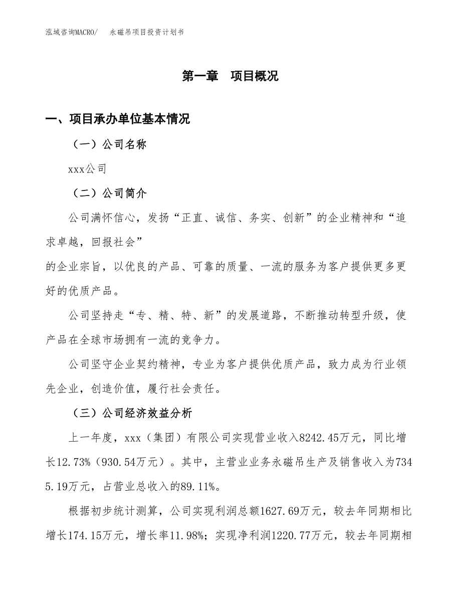 （项目申请模板）永磁吊项目投资计划书_第3页