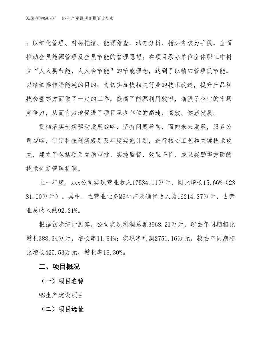 （参考版）MS生产建设项目投资计划书_第2页