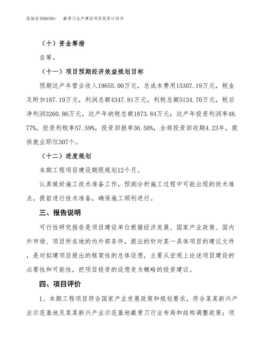 （参考版）截骨刀生产建设项目投资计划书_第4页