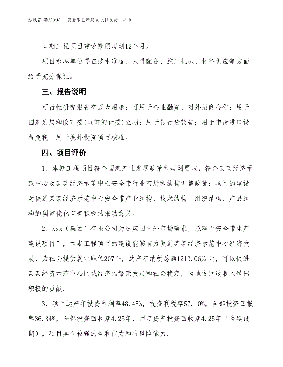 （参考版）安全带生产建设项目投资计划书_第4页