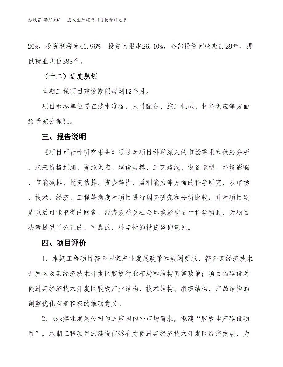 （参考版）胶板生产建设项目投资计划书_第4页