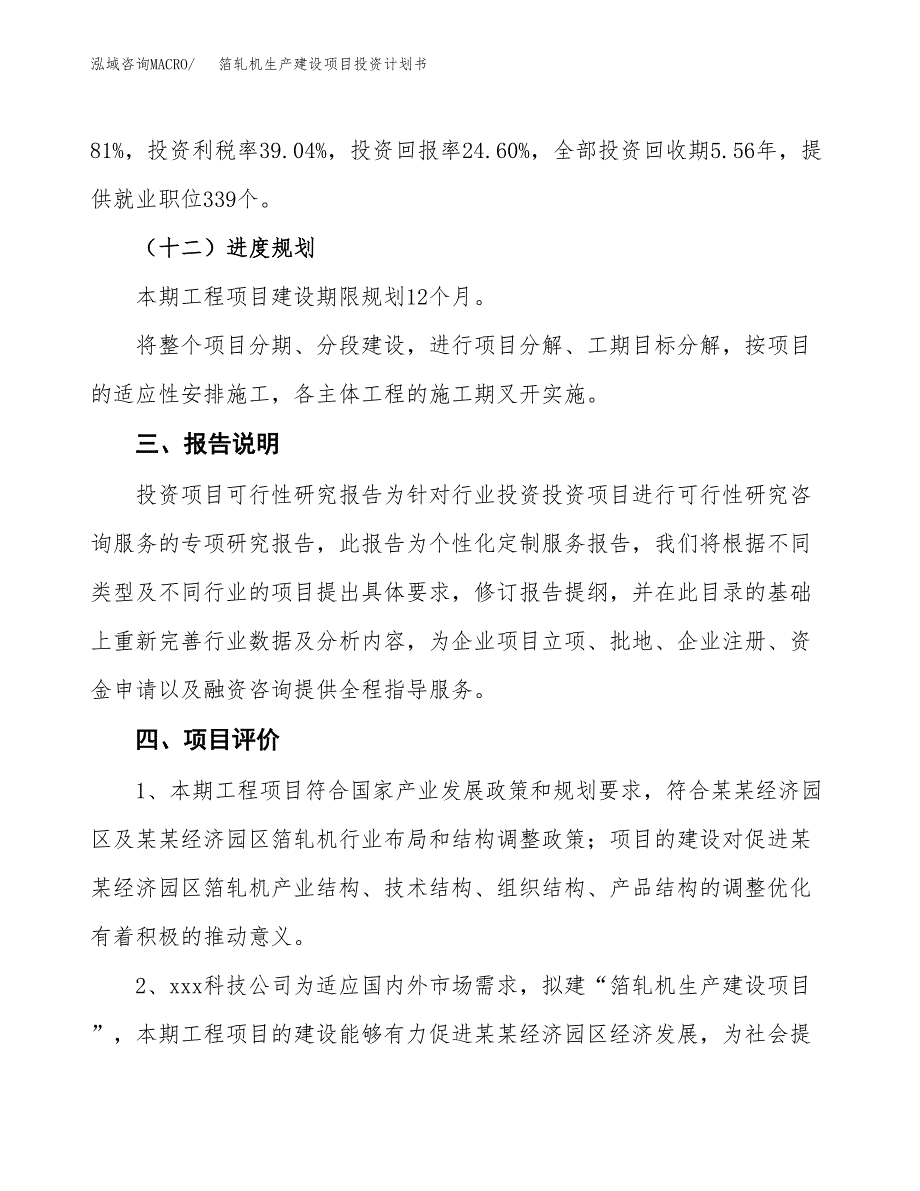 （参考版）箔轧机生产建设项目投资计划书_第4页