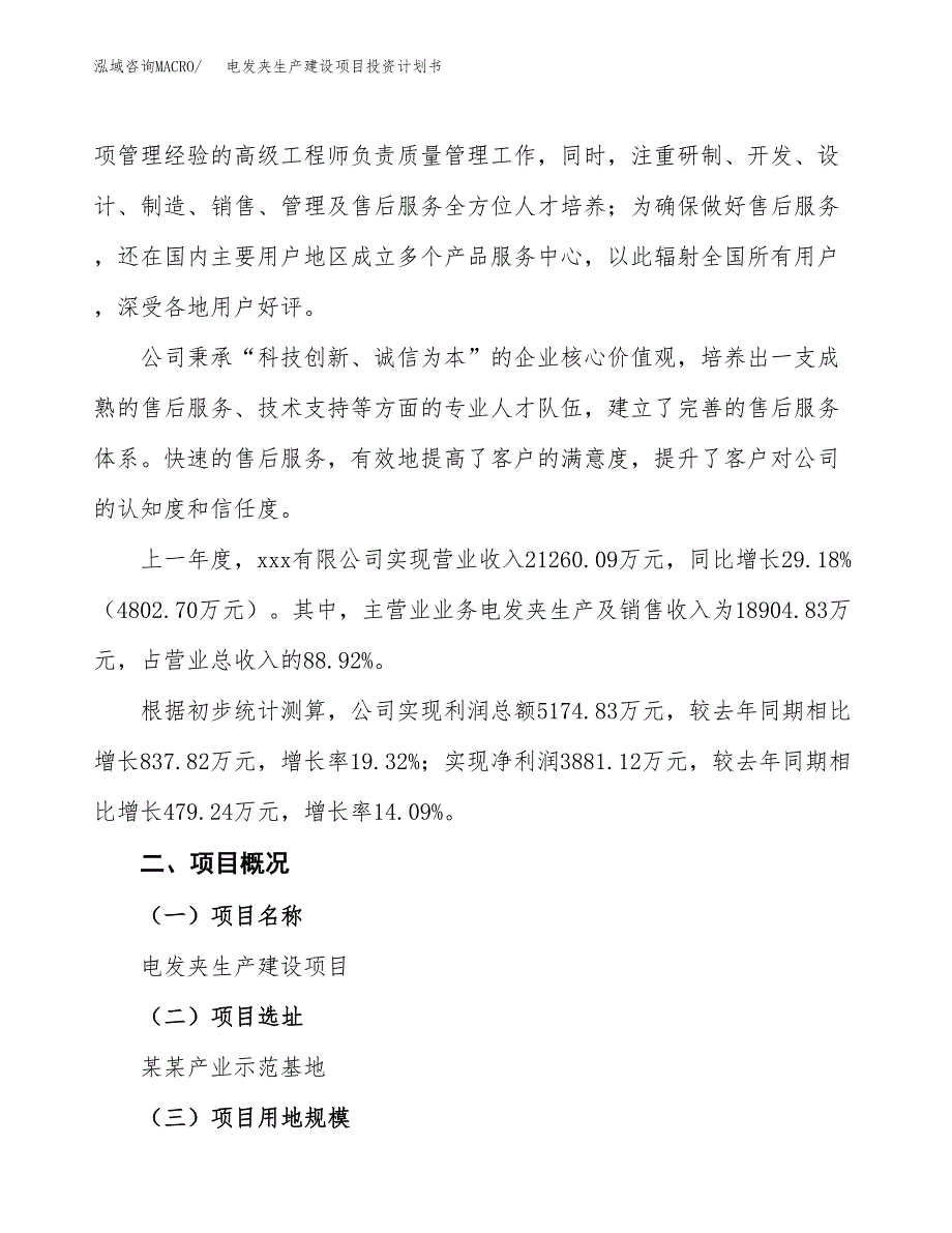 （参考版）电发夹生产建设项目投资计划书_第2页