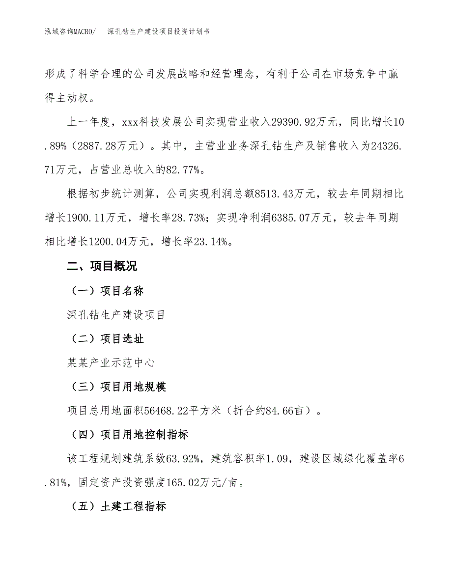 （参考版）深孔钻生产建设项目投资计划书_第2页