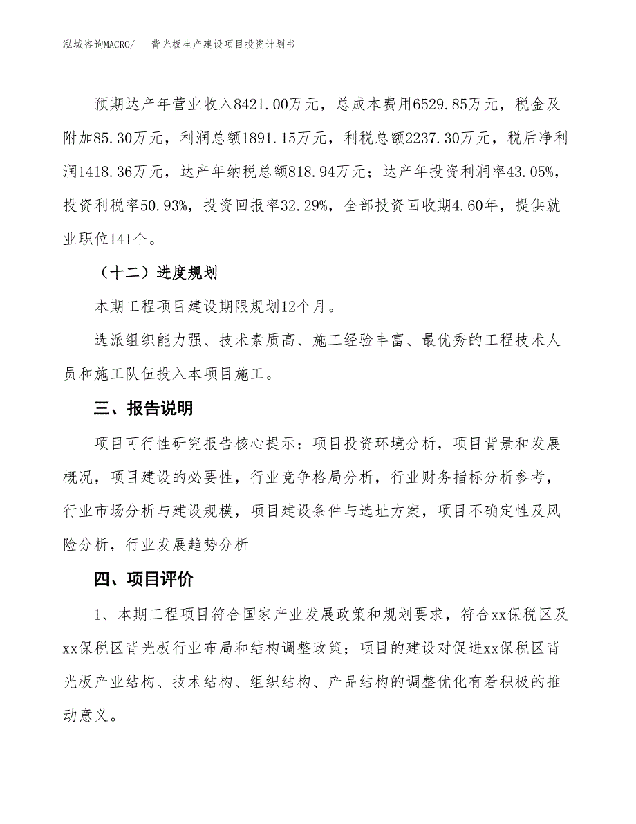 （参考版）背光板生产建设项目投资计划书_第4页