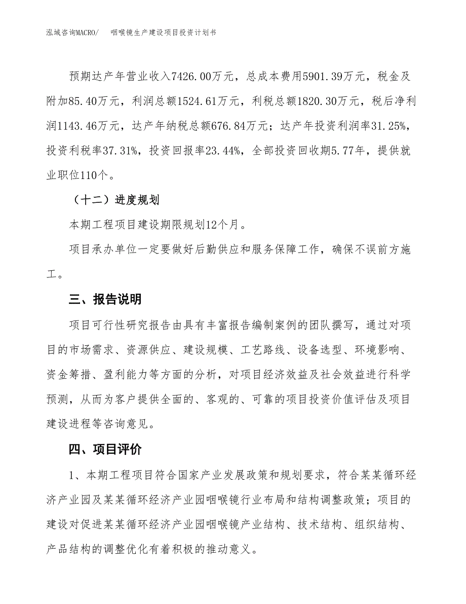 （参考版）咽喉镜生产建设项目投资计划书_第4页