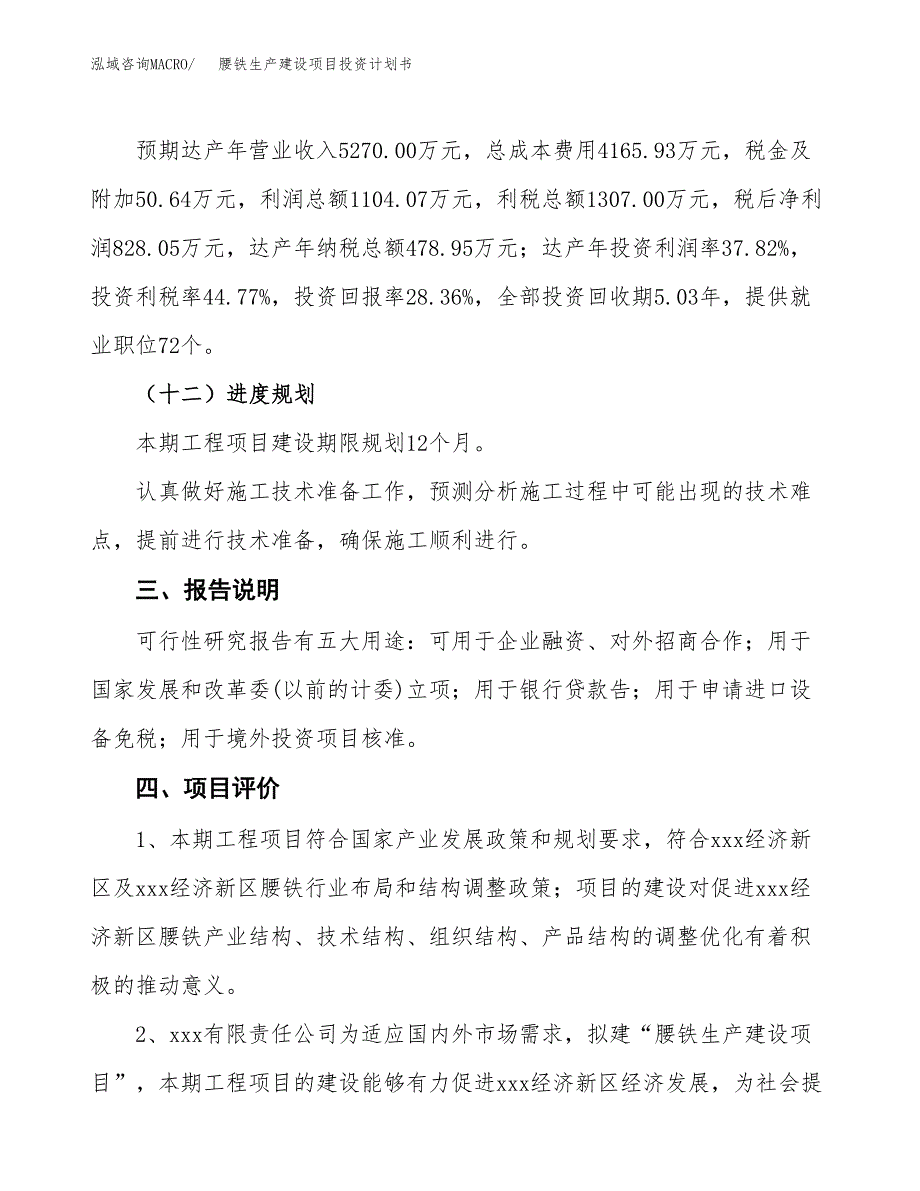 （参考版）腰铁生产建设项目投资计划书_第4页