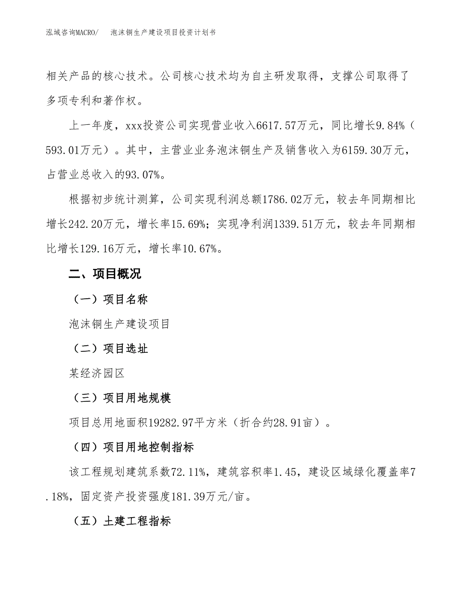 （参考版）泡沫铜生产建设项目投资计划书_第2页