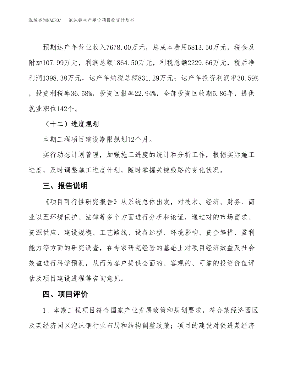 （参考版）泡沫铜生产建设项目投资计划书_第4页