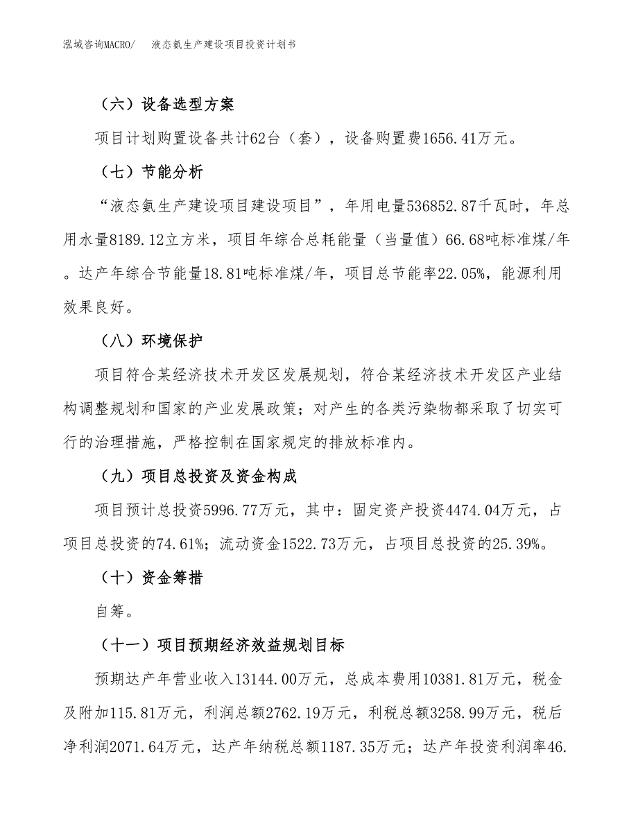 （参考版）液态氨生产建设项目投资计划书_第3页