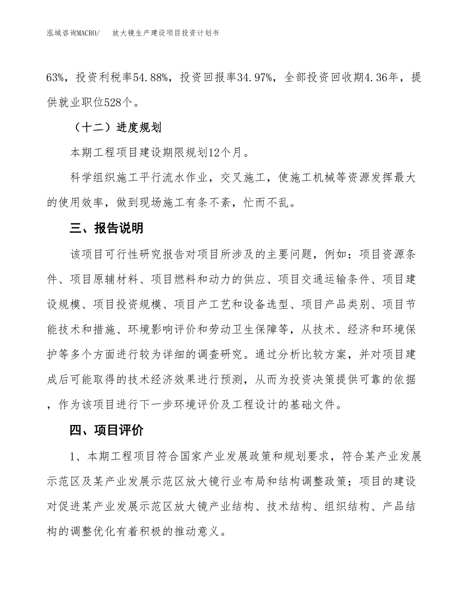 （参考版）放大镜生产建设项目投资计划书_第4页