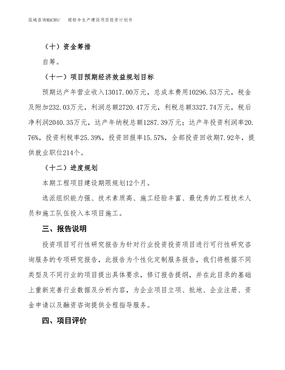 （参考版）超轻伞生产建设项目投资计划书_第4页