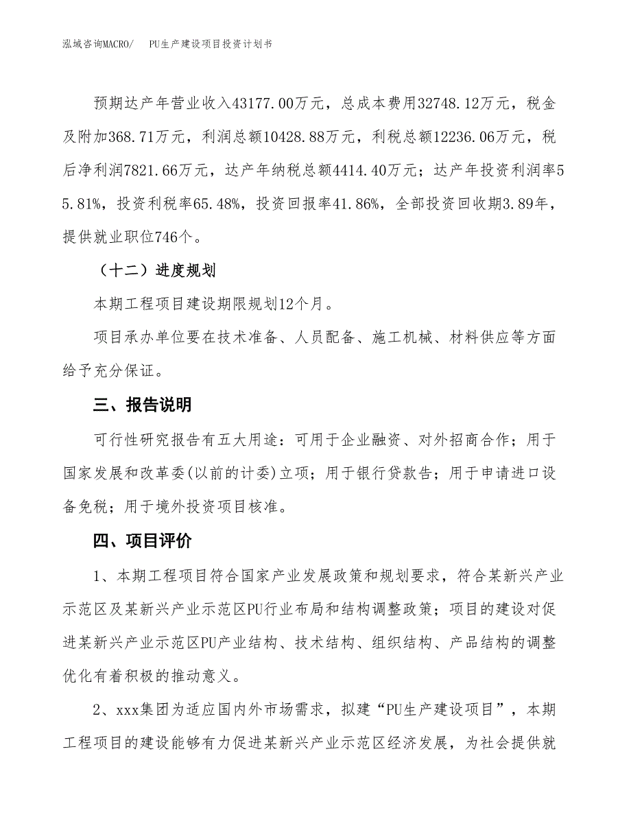 （参考版）PU生产建设项目投资计划书_第4页