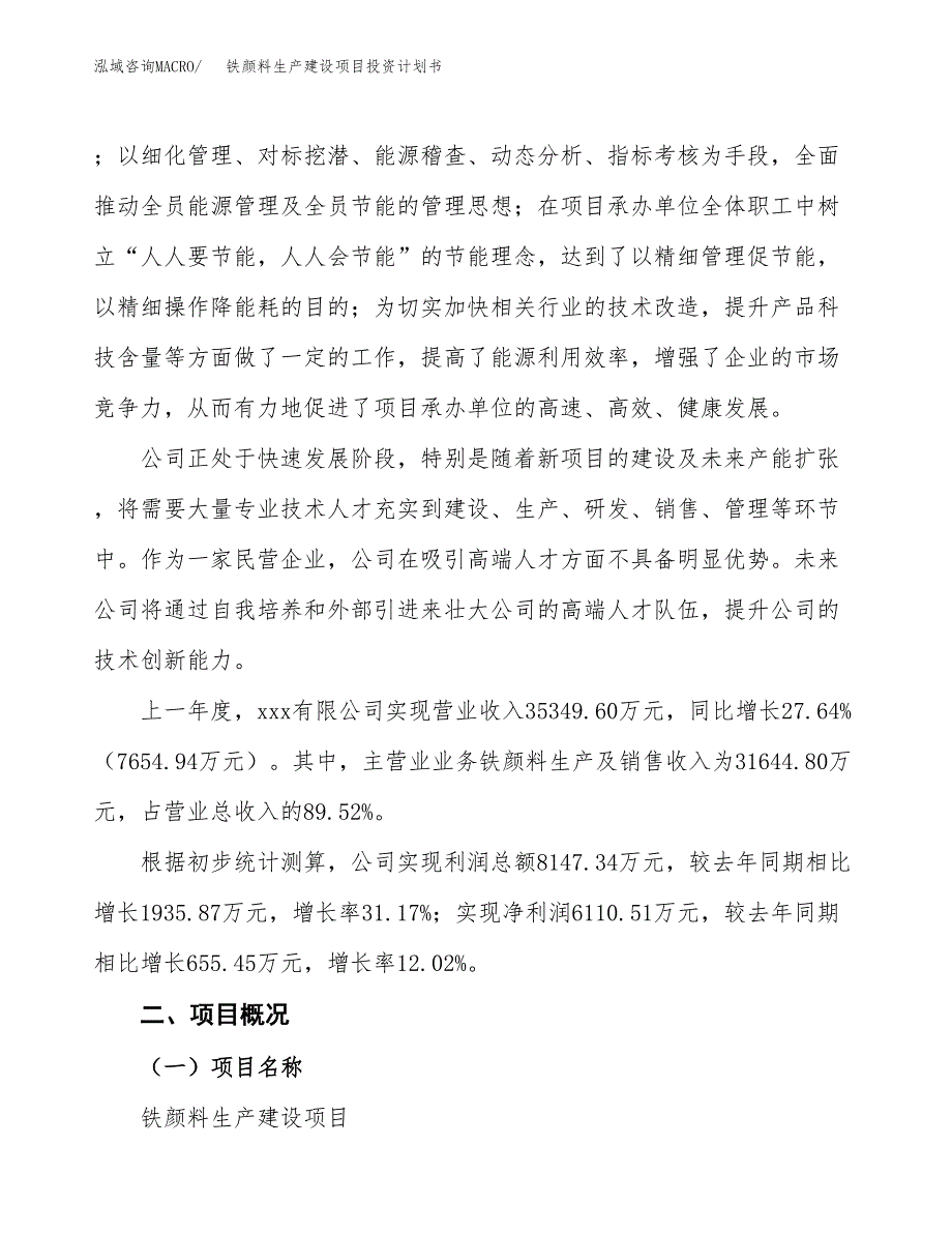 （参考版）铁颜料生产建设项目投资计划书_第2页