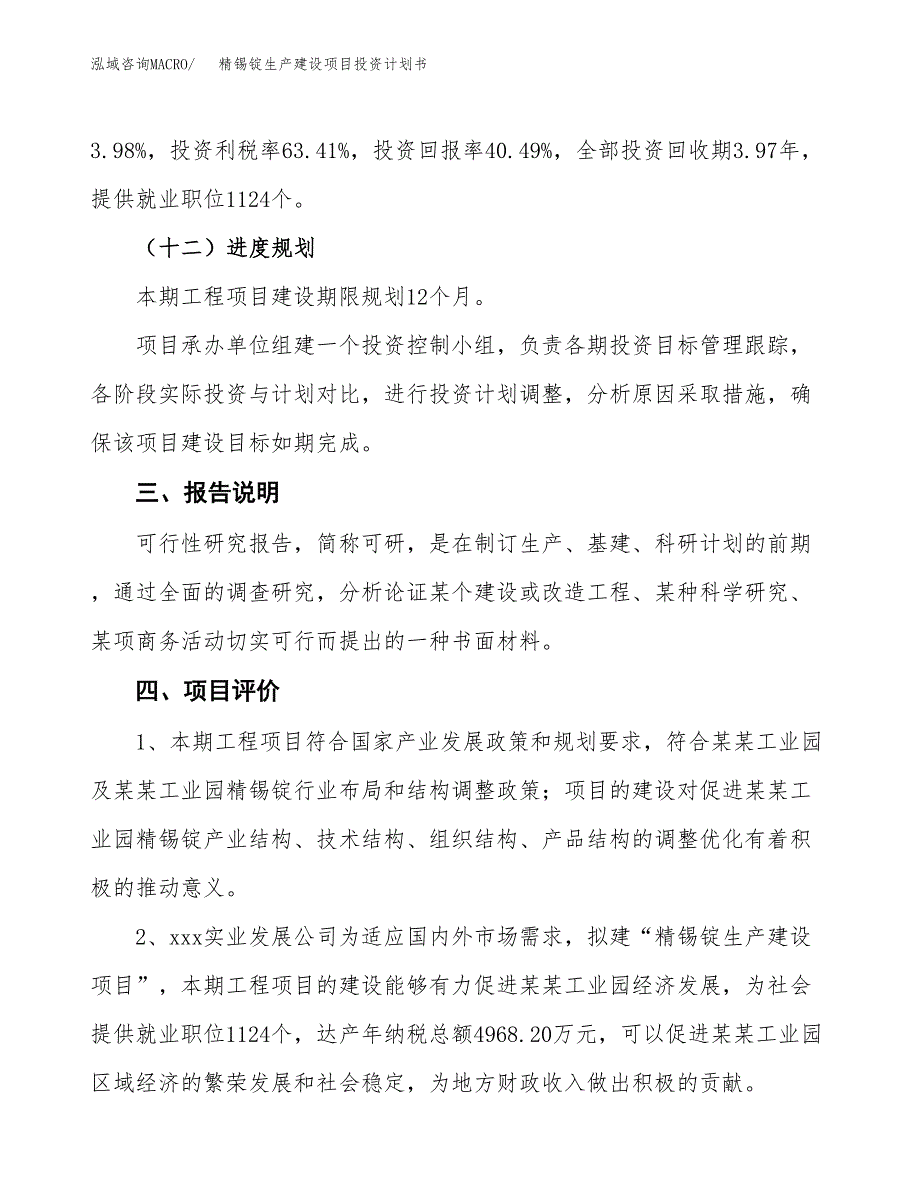 （参考版）精锡锭生产建设项目投资计划书_第4页