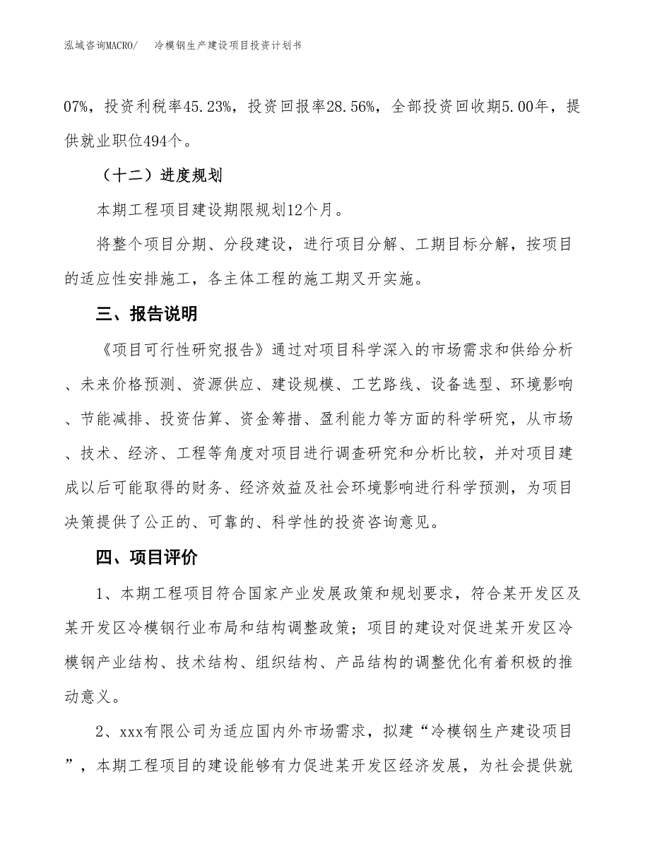 （参考版）冷模钢生产建设项目投资计划书_第4页