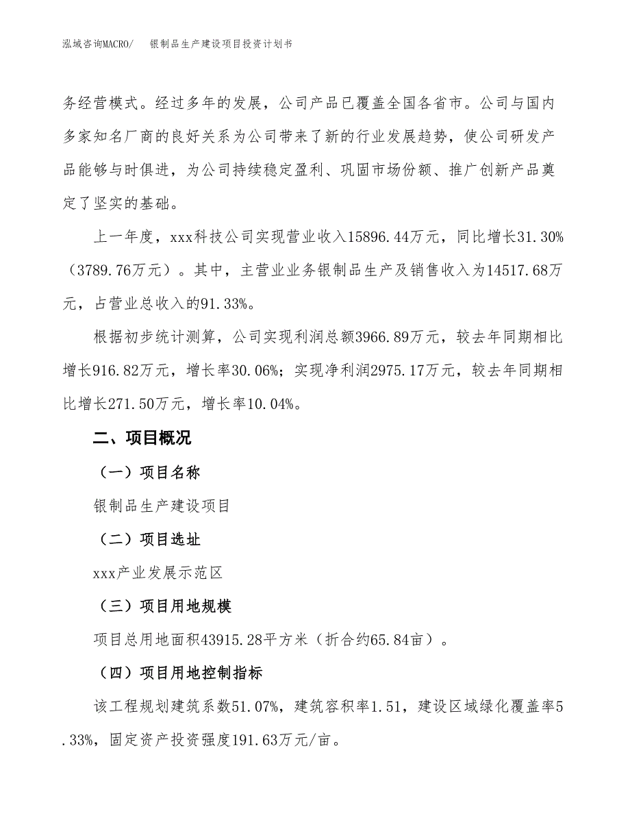 （参考版）银制品生产建设项目投资计划书_第2页