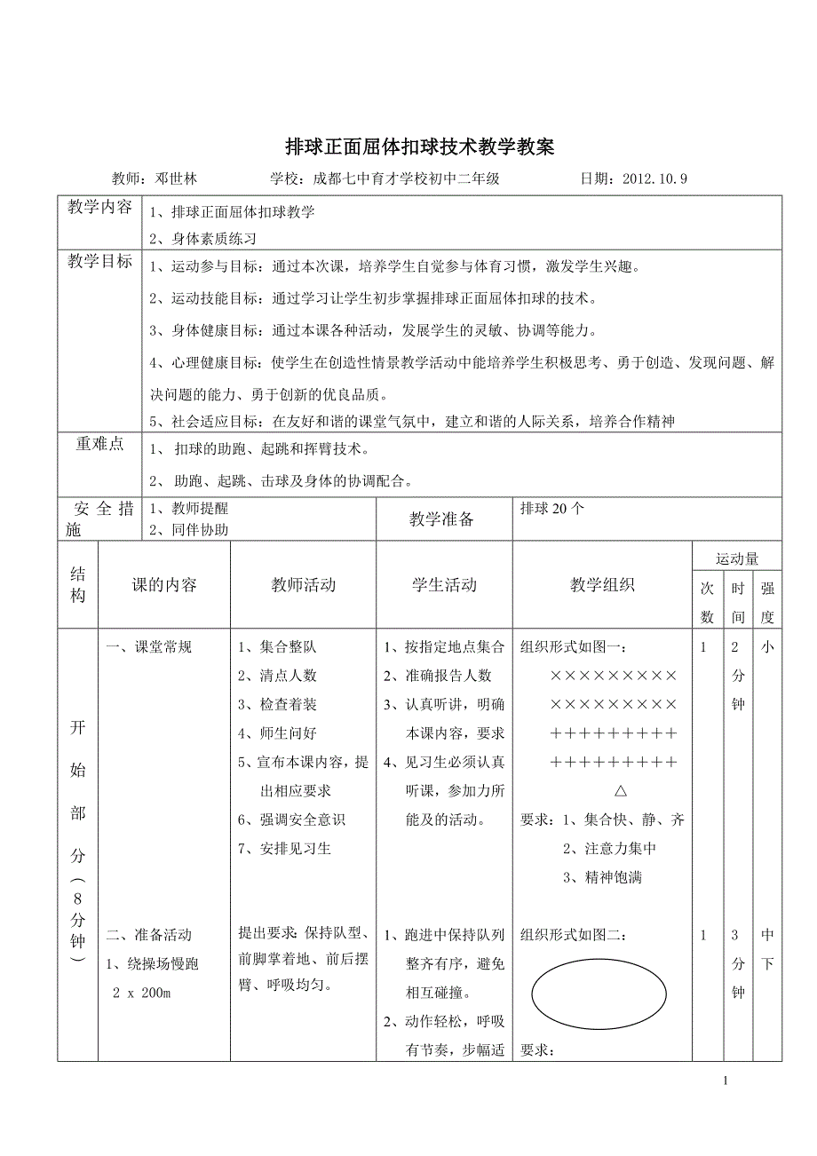 排球正面屈体扣球教案.doc_第1页