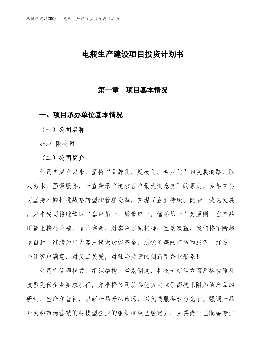 （参考版）电瓶生产建设项目投资计划书_第1页