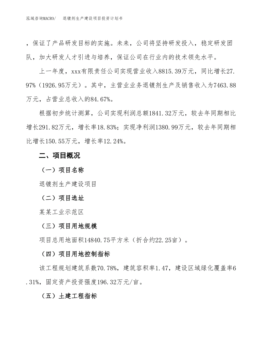 （参考版）退镀剂生产建设项目投资计划书_第2页