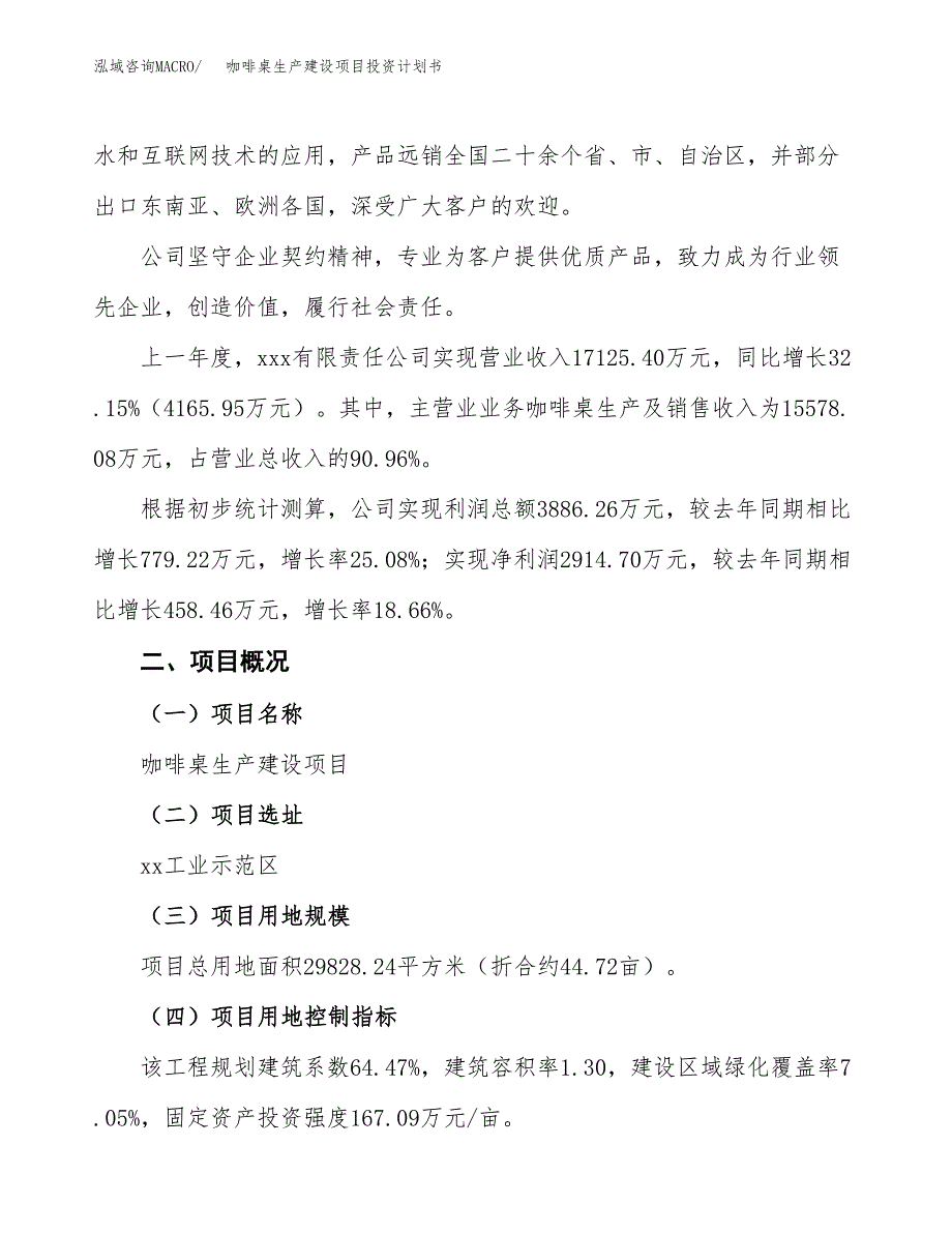 （参考版）咖啡桌生产建设项目投资计划书_第2页