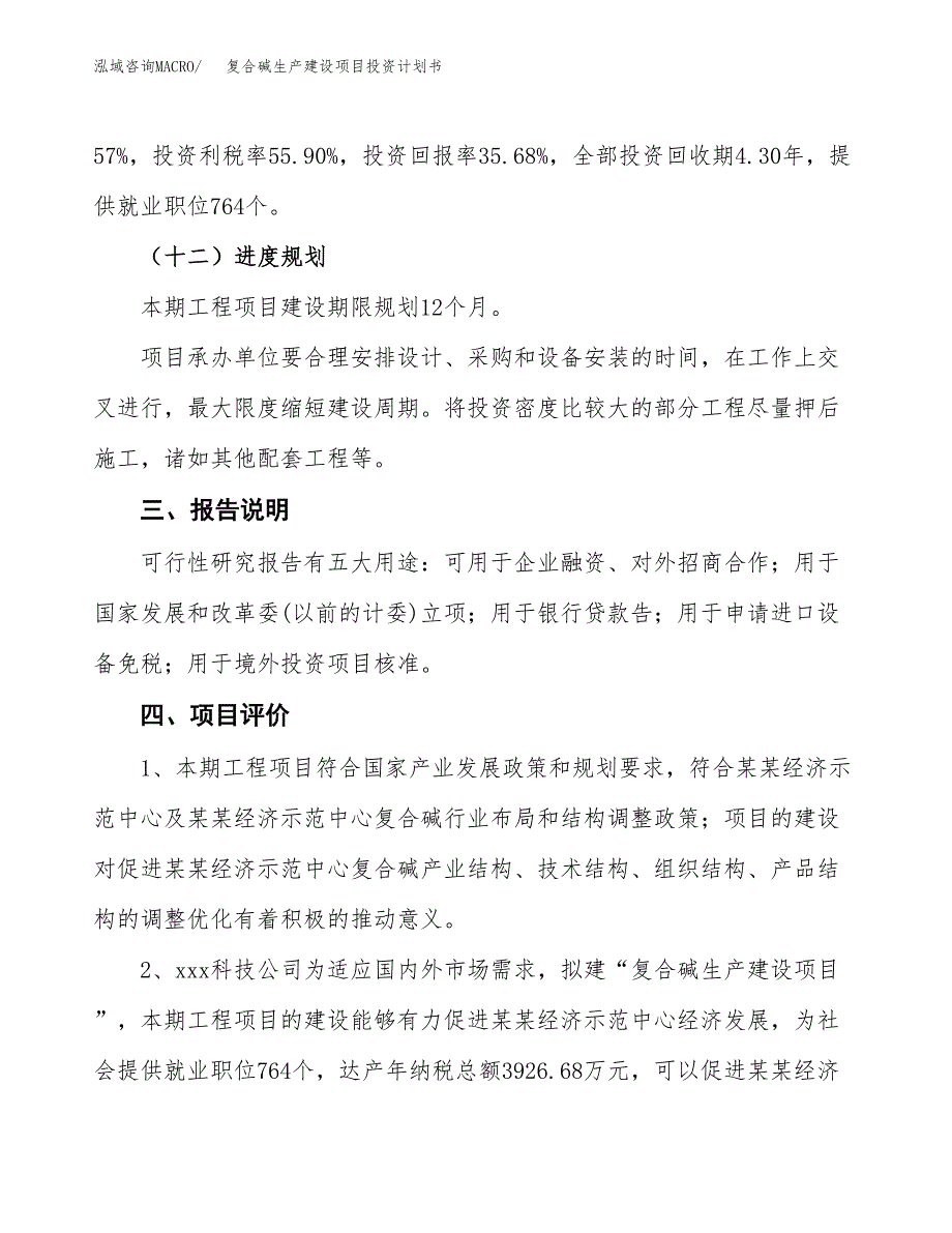 （参考版）复合碱生产建设项目投资计划书_第4页