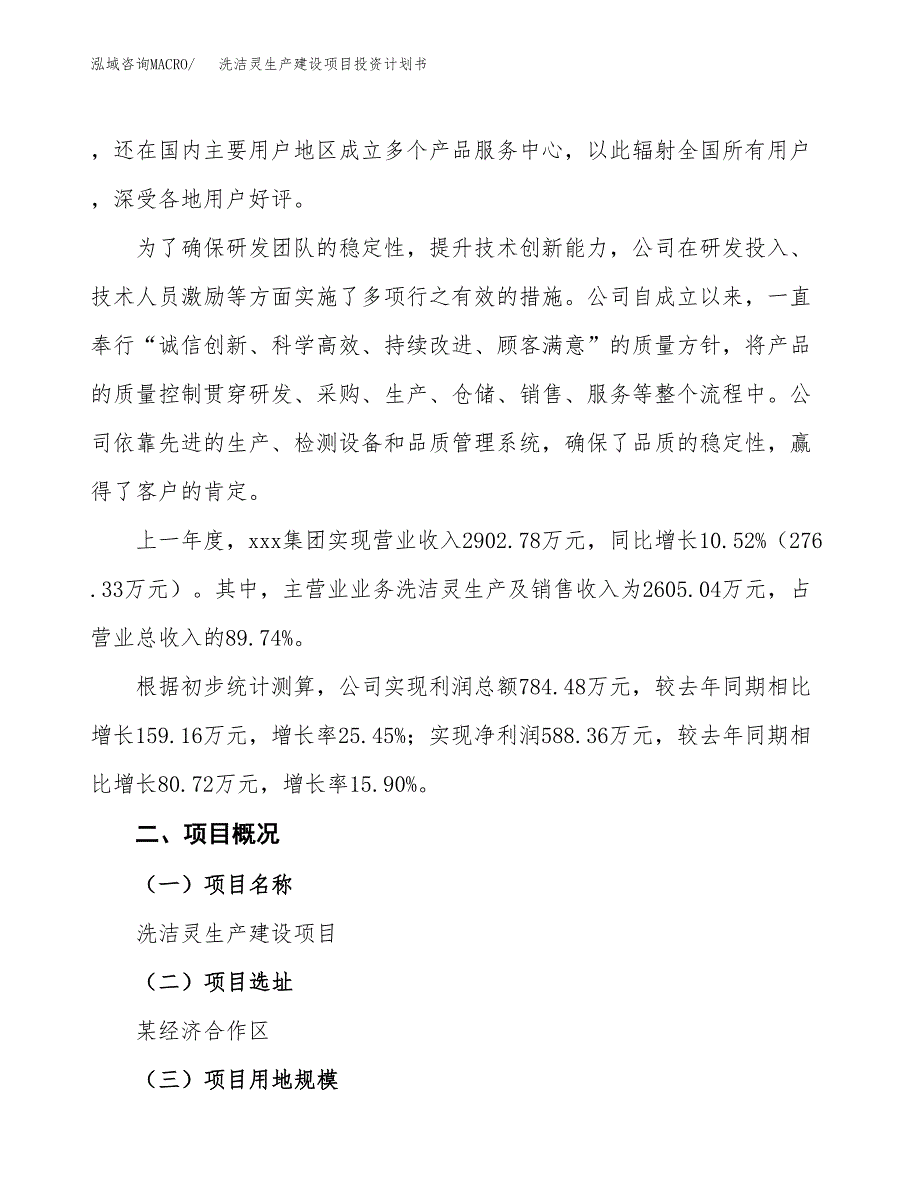 （参考版）洗洁灵生产建设项目投资计划书_第2页