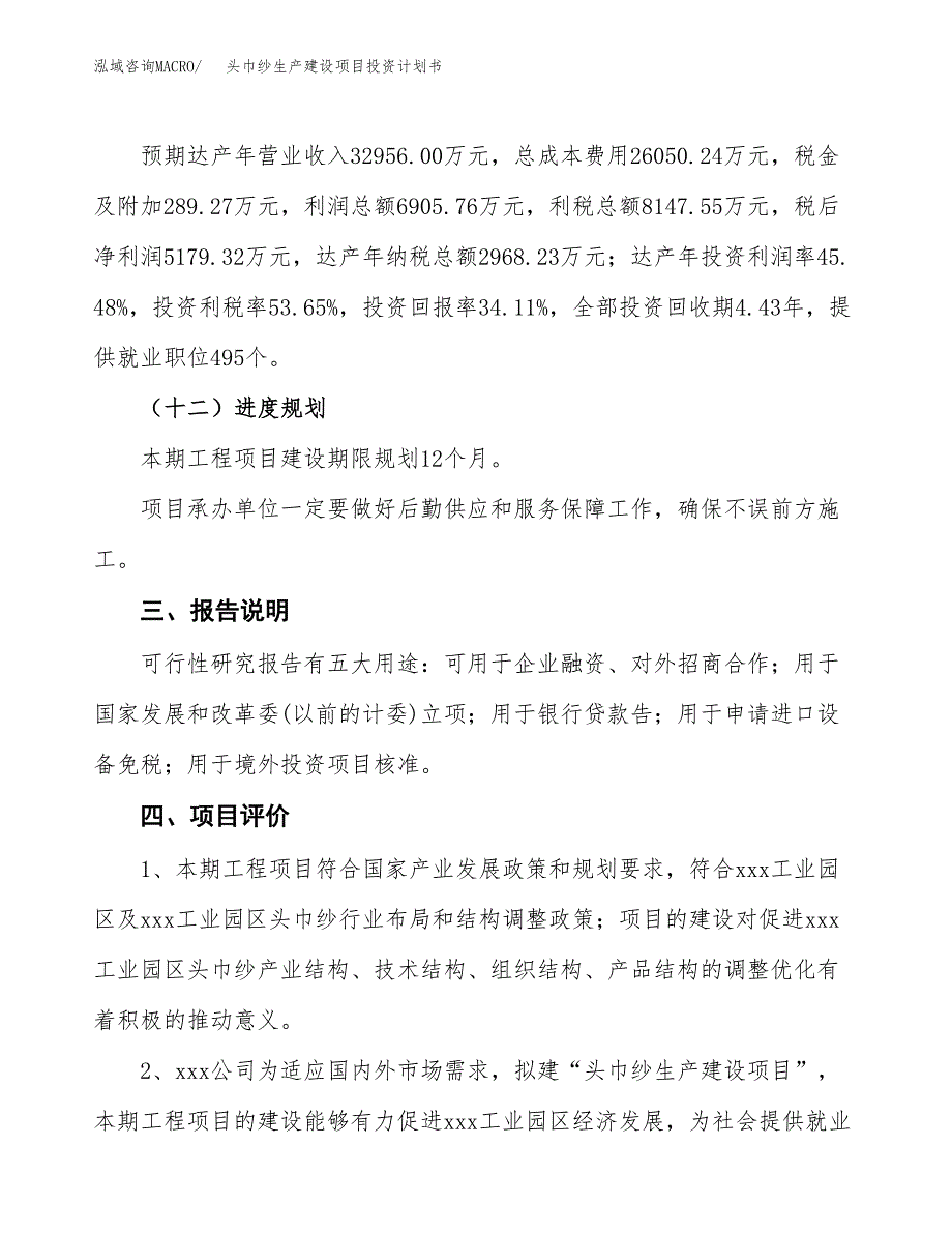 （参考版）头巾纱生产建设项目投资计划书_第4页