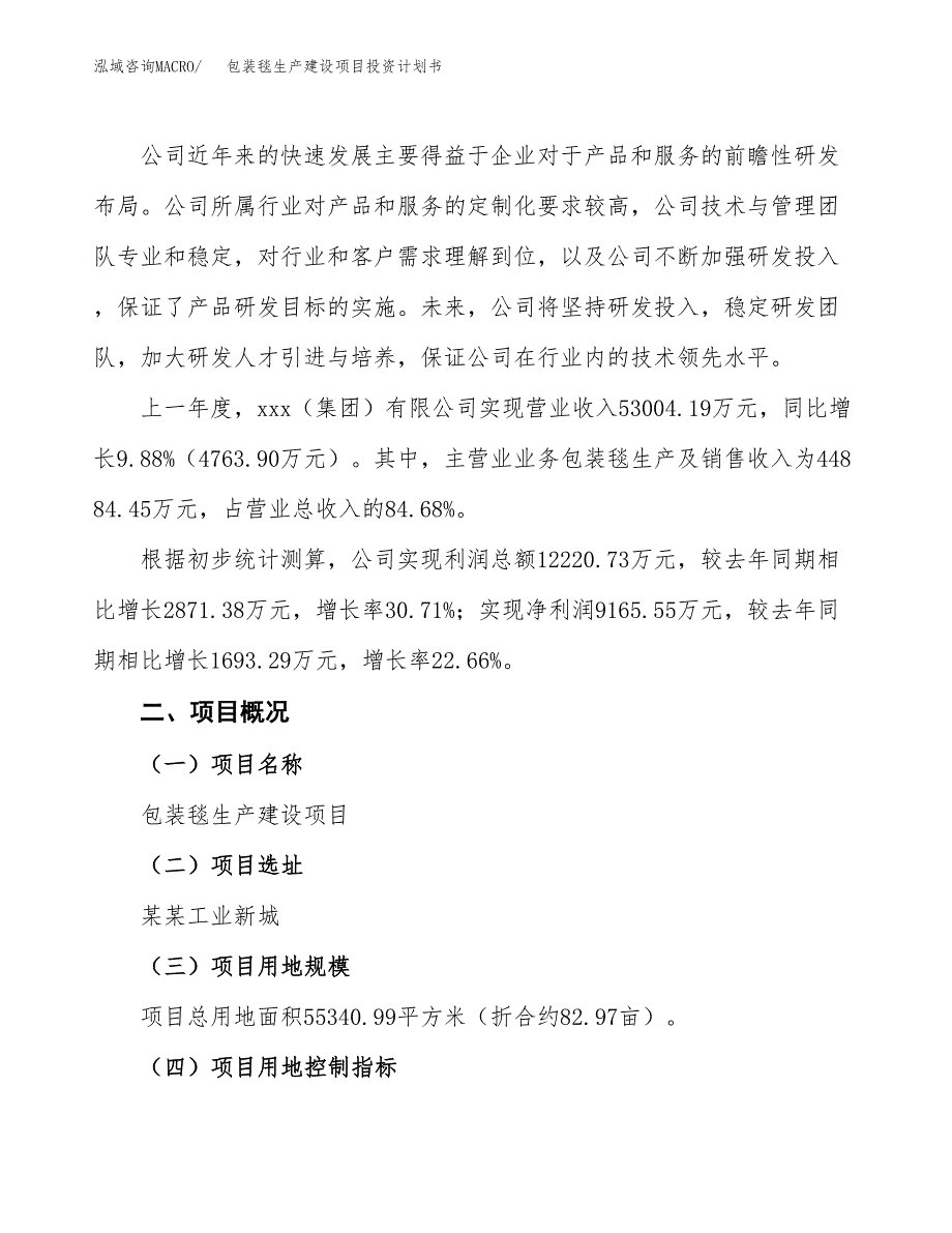 （参考版）包装毯生产建设项目投资计划书_第2页