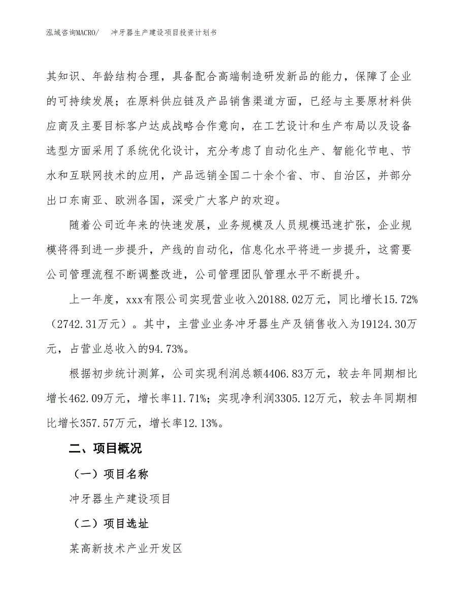 （参考版）冲牙器生产建设项目投资计划书_第2页