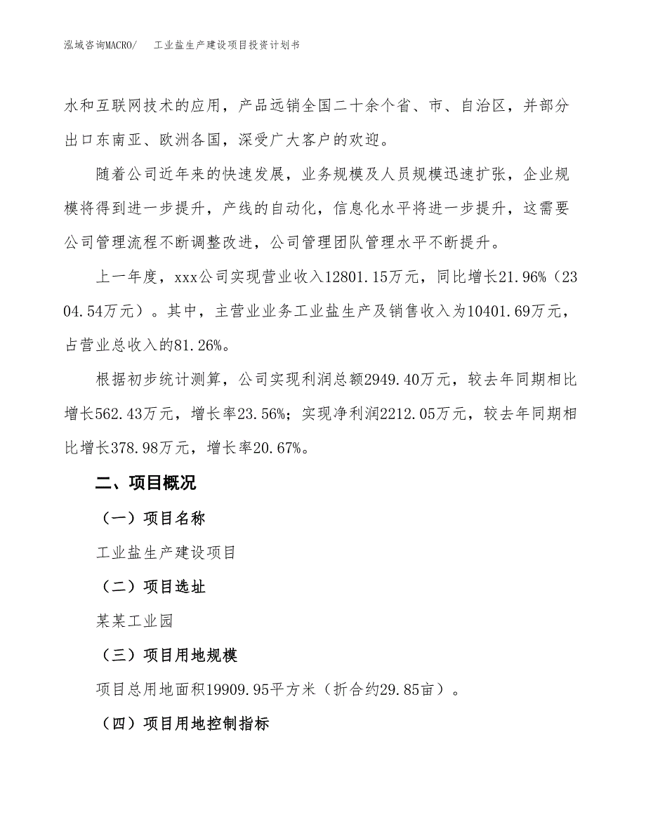 （参考版）工业盐生产建设项目投资计划书_第2页