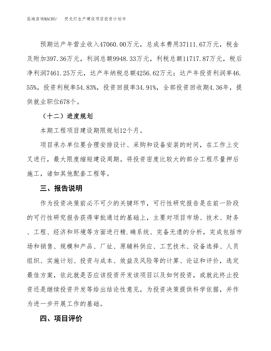 （参考版）荧光灯生产建设项目投资计划书_第4页