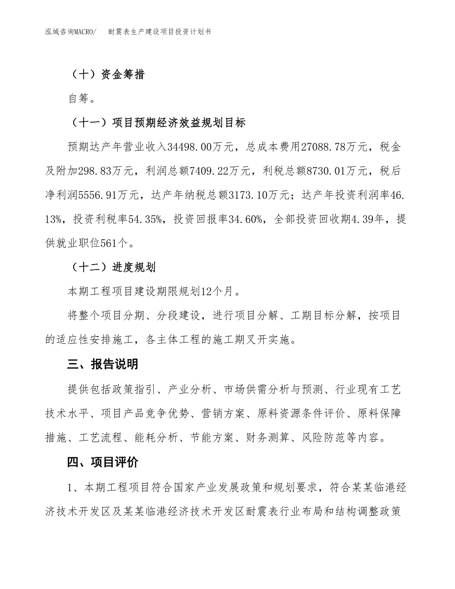 （参考版）耐震表生产建设项目投资计划书_第4页