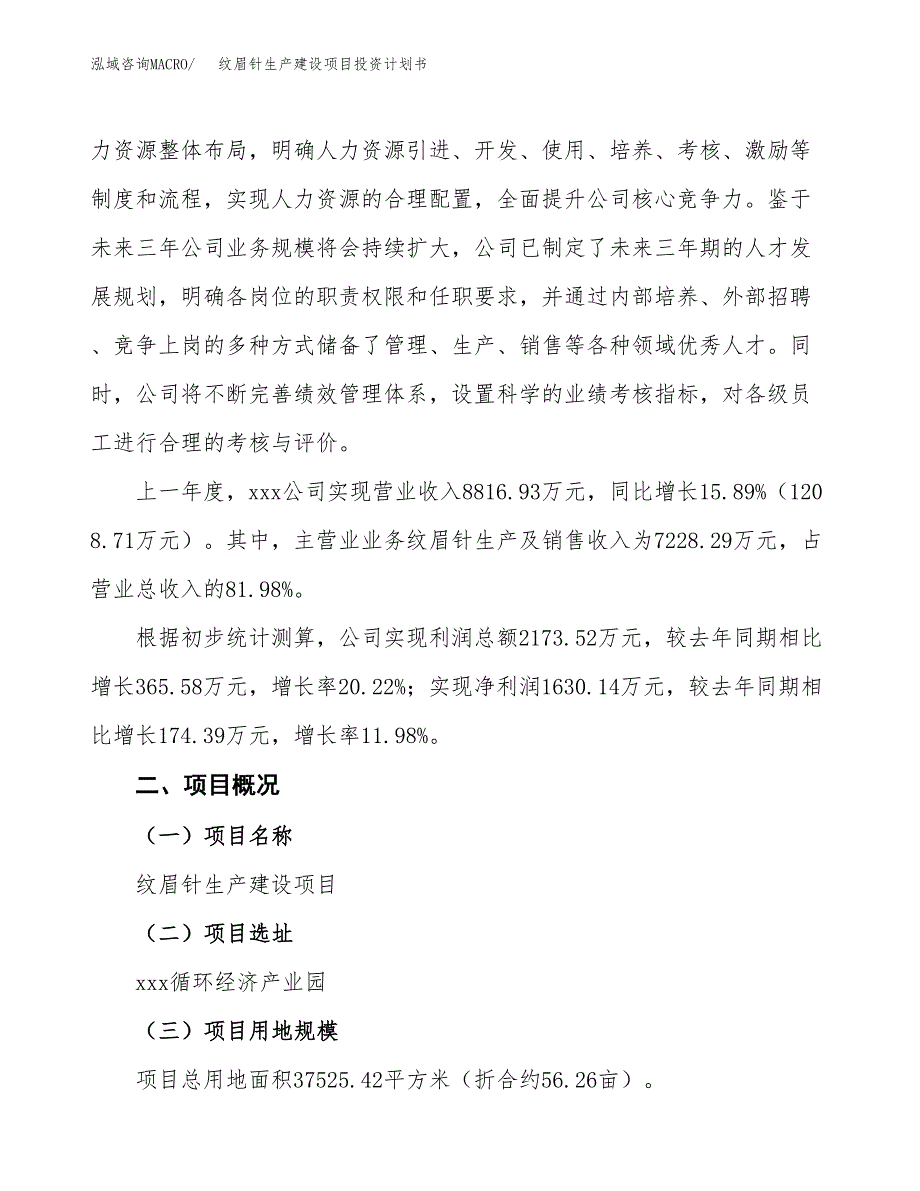 （参考版）纹眉针生产建设项目投资计划书_第2页