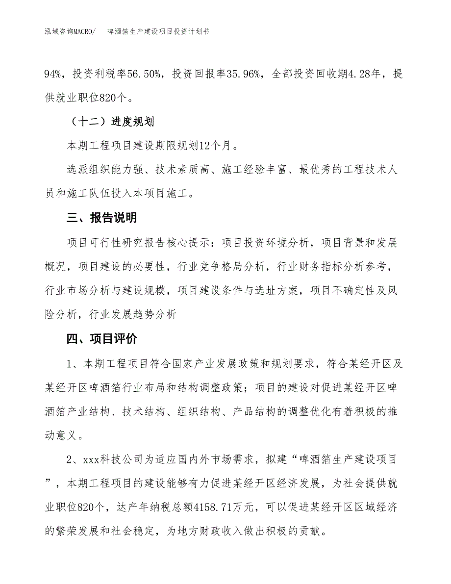 （参考版）啤酒箔生产建设项目投资计划书_第4页