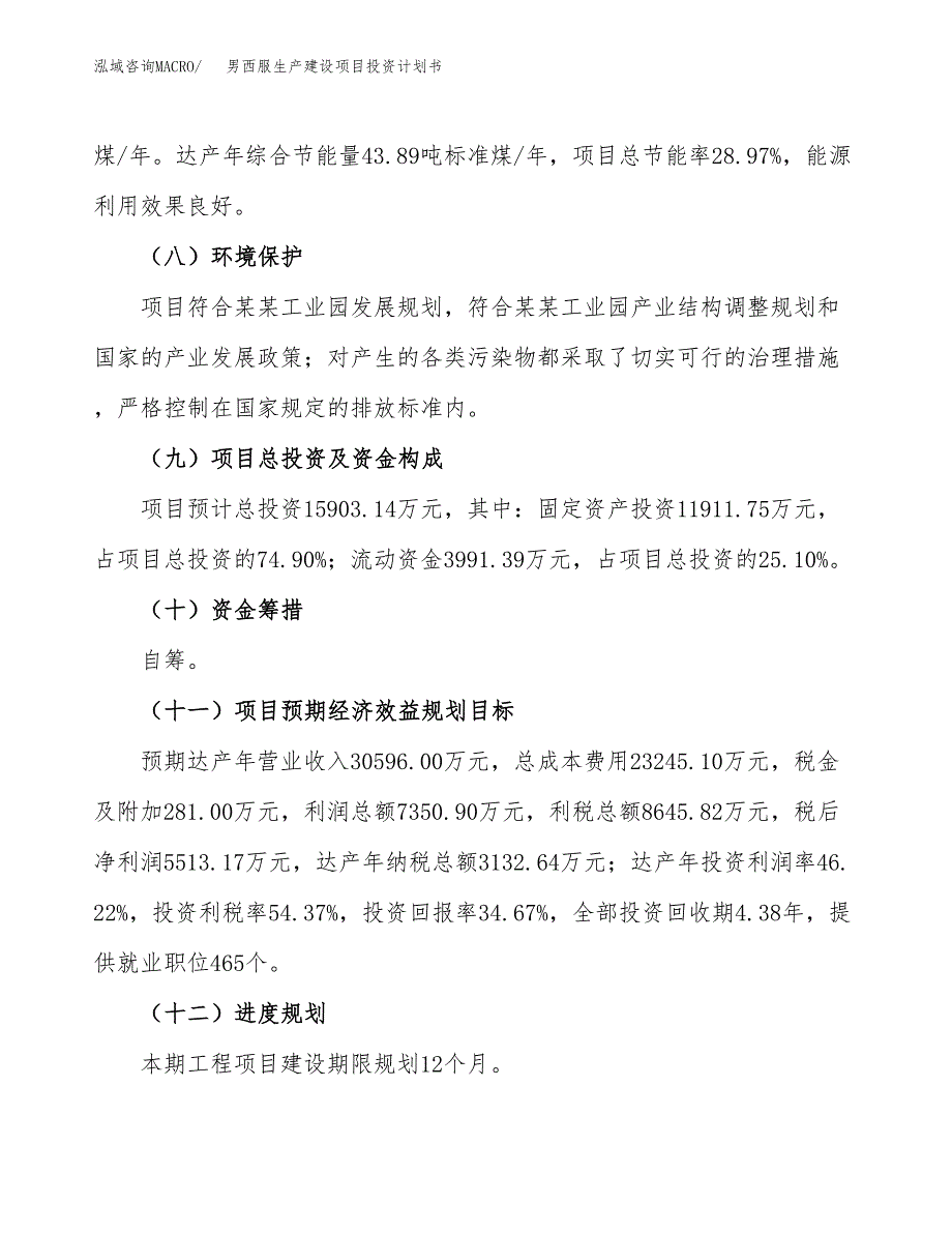 （参考版）男西服生产建设项目投资计划书_第4页