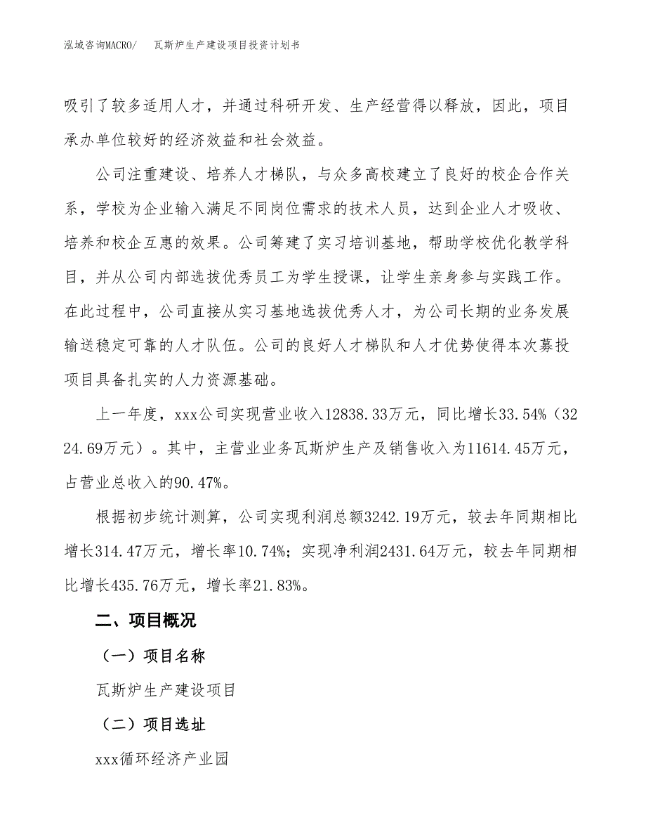 （参考版）瓦斯炉生产建设项目投资计划书_第2页