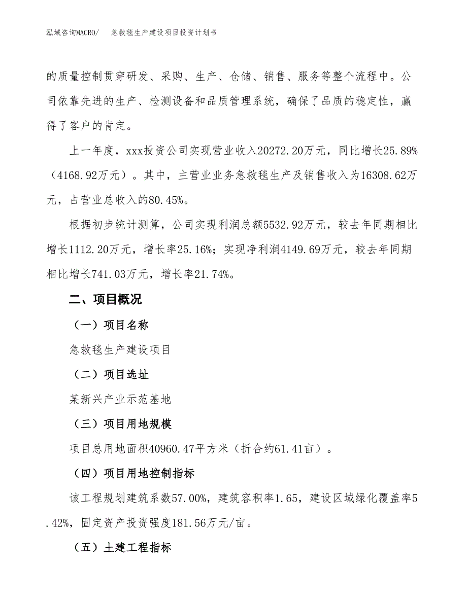 （参考版）急救毯生产建设项目投资计划书_第2页