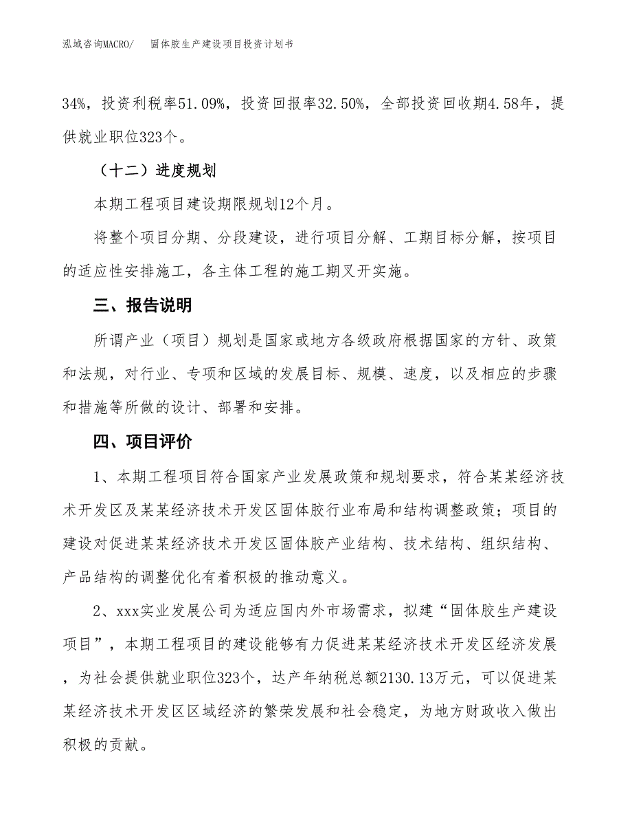 （参考版）固体胶生产建设项目投资计划书_第4页