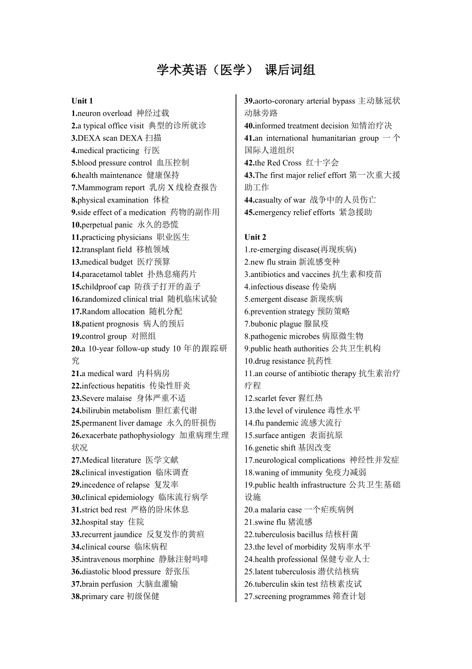 学术英语-课后词组1-10单元_第1页