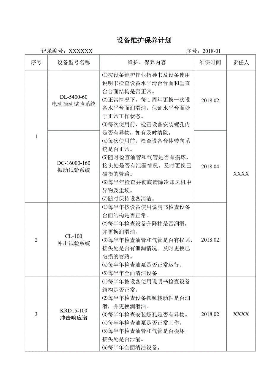 2018年设备维护保养计划表_第1页