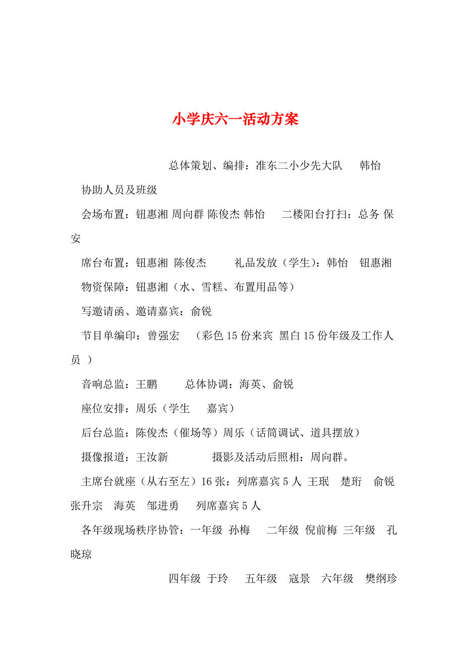 2019年整理--小学庆六一活动方案_第1页